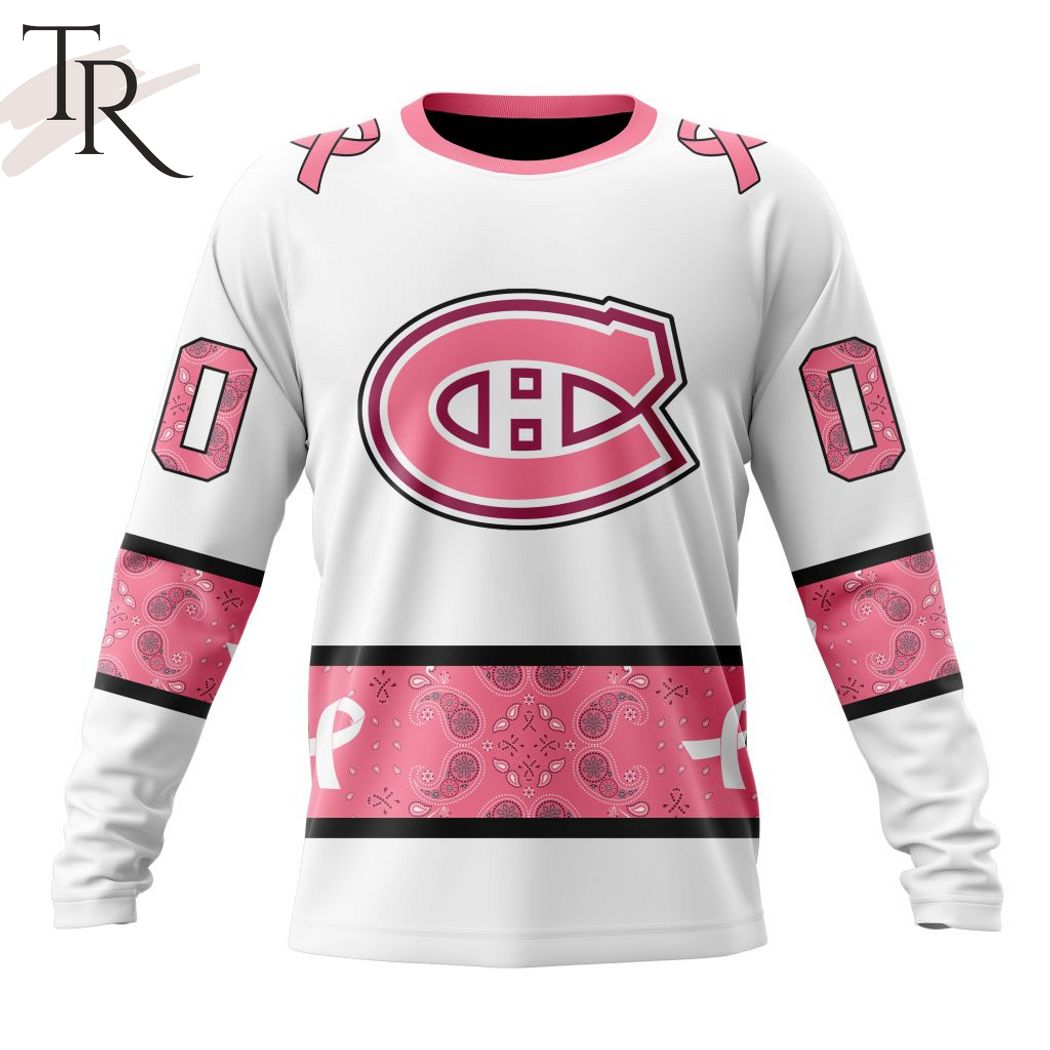 New 2025 NEW] Personalized NHL Montreal Canadiens In Classic Style With Paisley! IN OCTOBER WE WEAR PINK BREAST CANCER Custom Hoodie - Image 6